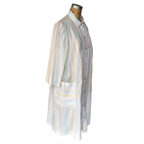 Vintage 60s XL Models Coat Pastel Striped Dress - Picture 4 of 4